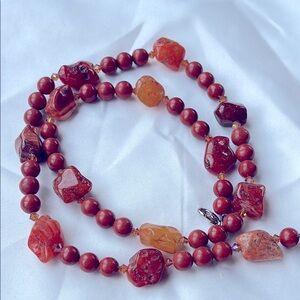 Red agate necklace.